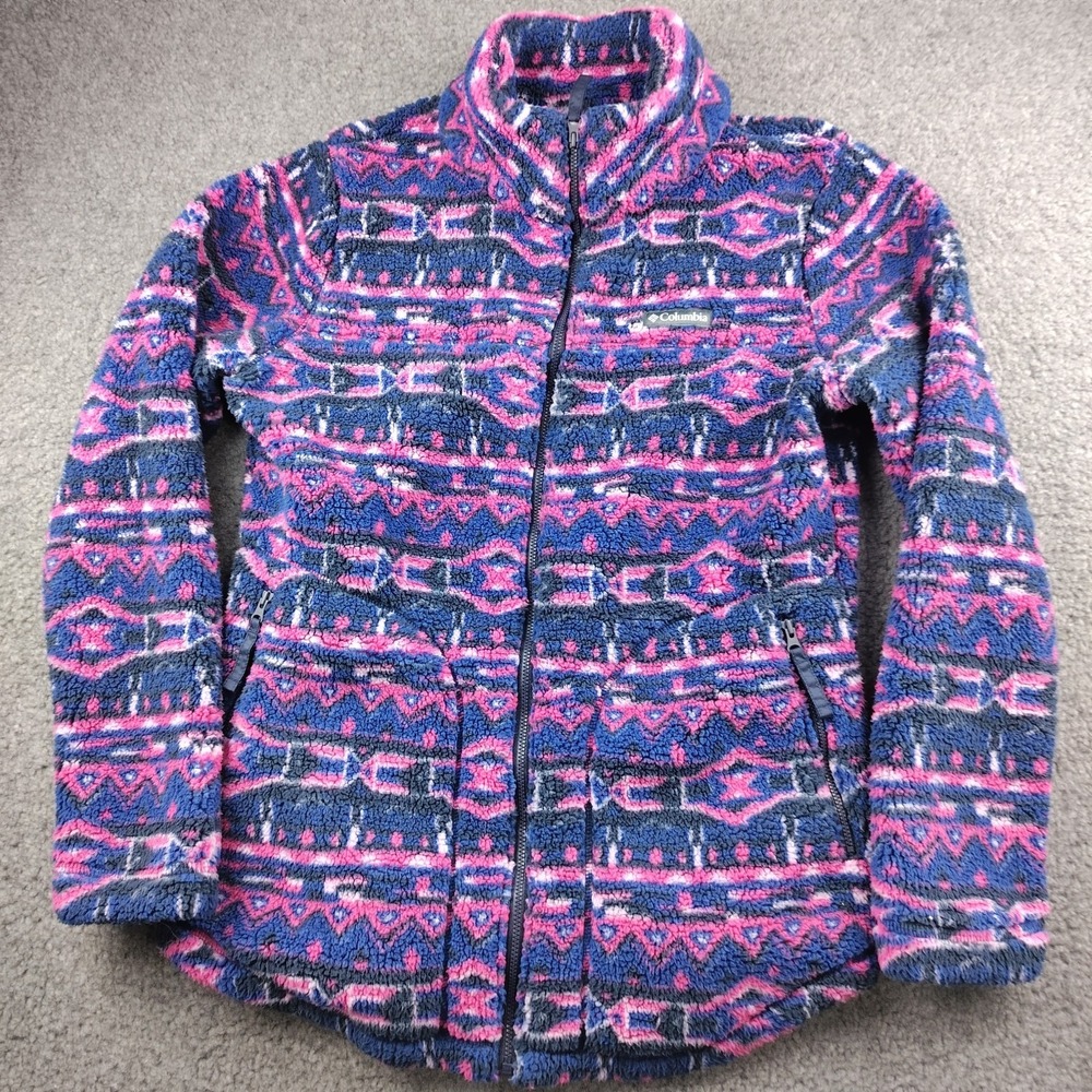 Columbia Jacket Purple Fleece Jacket Southwestern Aztec Benton Springs Sz Medium